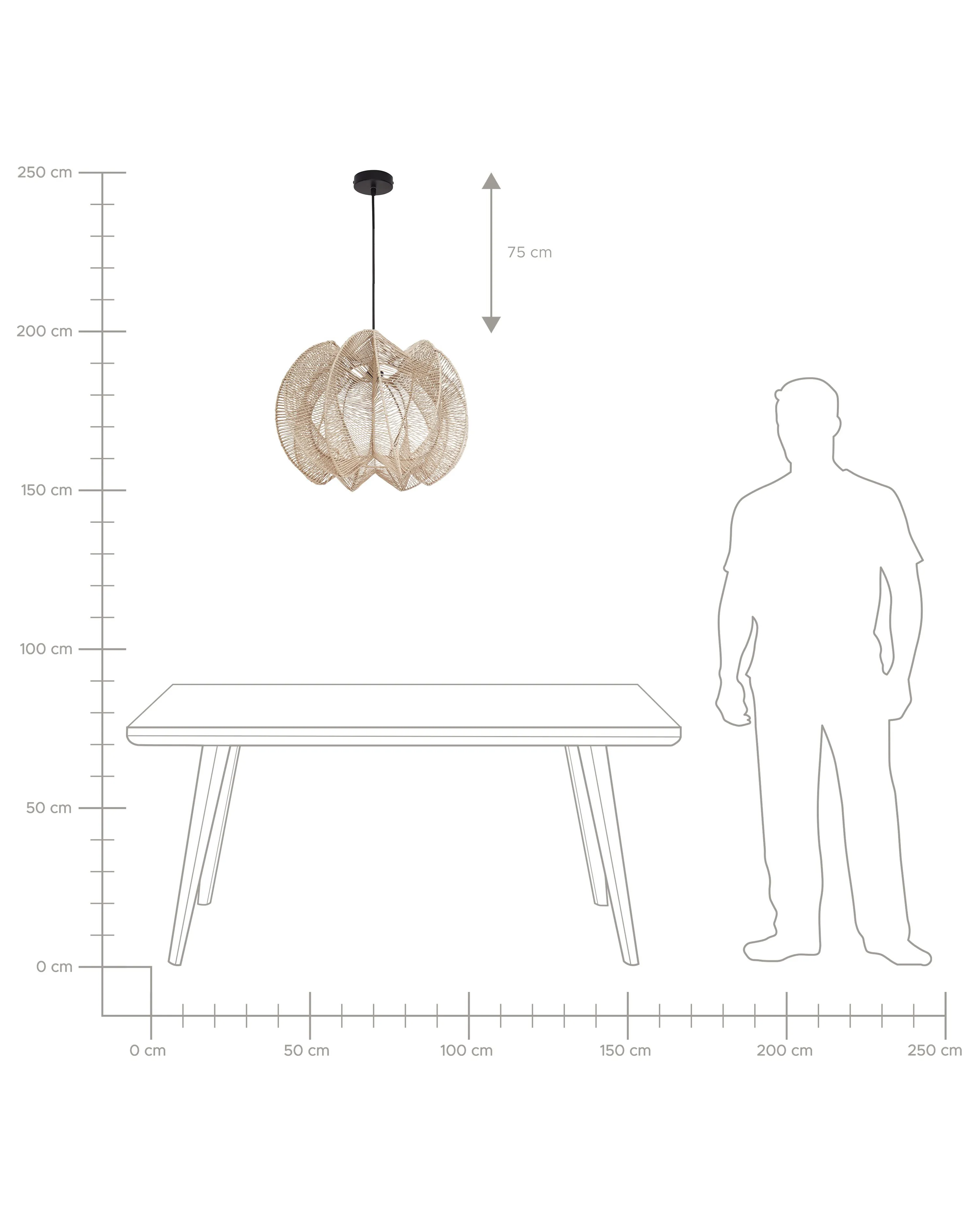 Hanglamp MANINGA Papierkoord Lichtbruin