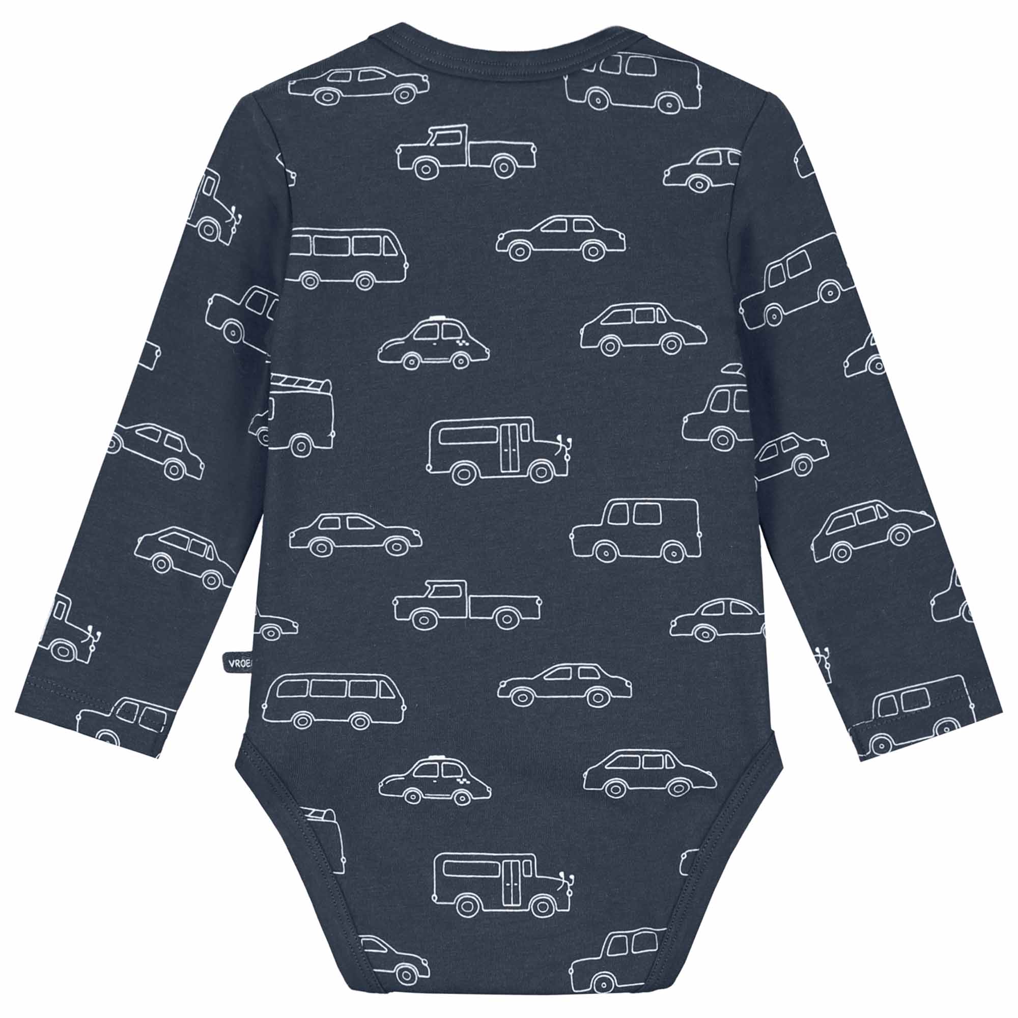Prénatal romper auto's lange mouwen all over print blauw