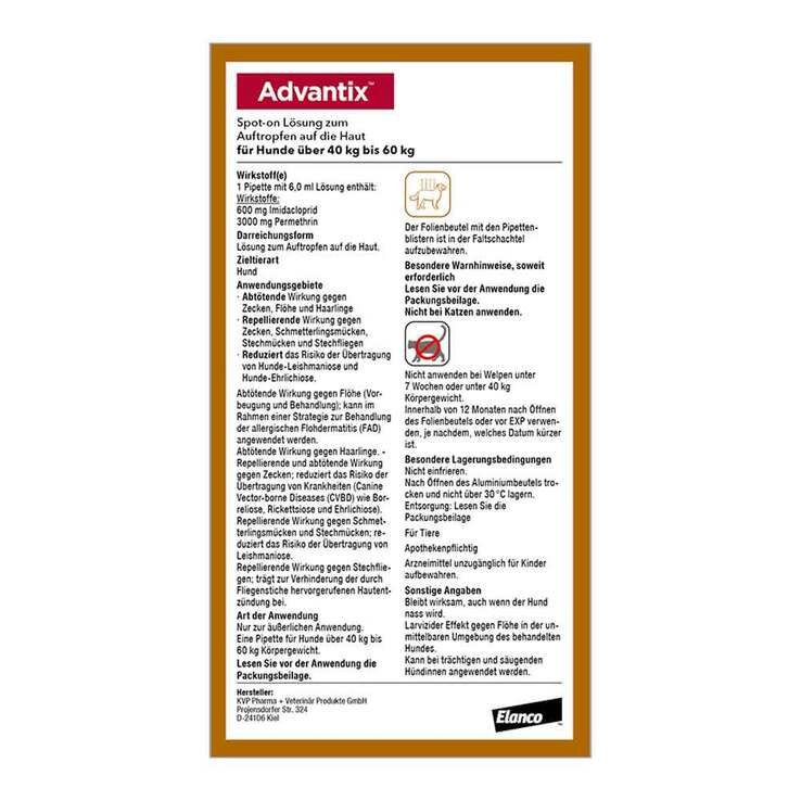 Advantix Spot-on Lösung Hund 40 - 60 kg, 4X6.0 ml