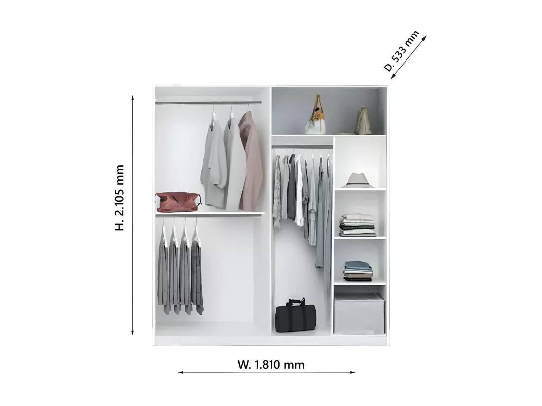 Chambre complète 140x190 Blanc brillant - LADABI