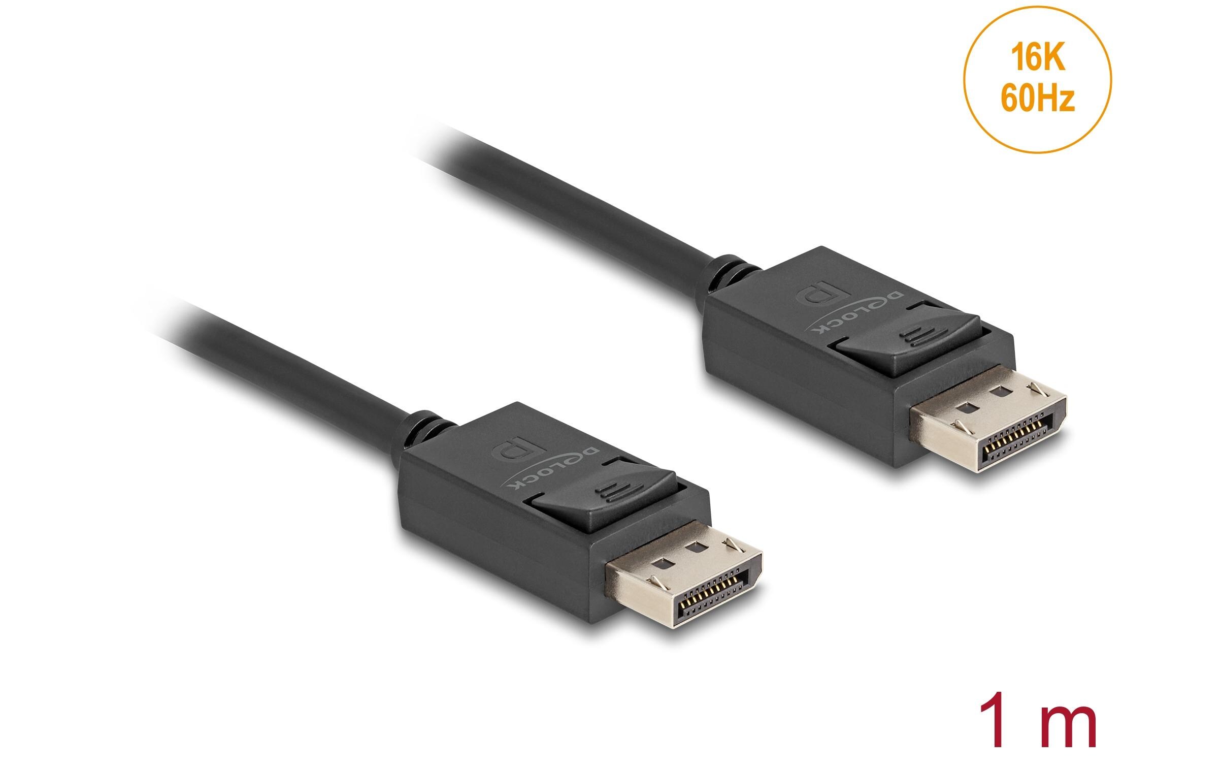 Kabel 16K 60 Hz 80 Gbps DisplayPort - DisplayPort, 1 mDelock Koaxiales DisplayPort Kabel 16K 60 Hz 80 Gbps 1 m