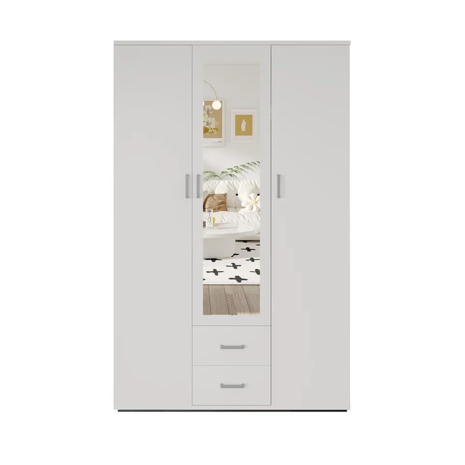 Interiax Kledingkast 'Lena' - Wit - 3 Deurs - 185x120x52cm
