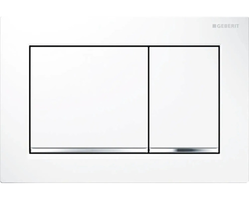 GEBERIT Omega 30 bedieningsplaat, glanzend witte plaat / glanzend witte knop / chromen sierlijst 115.080.KJ.1