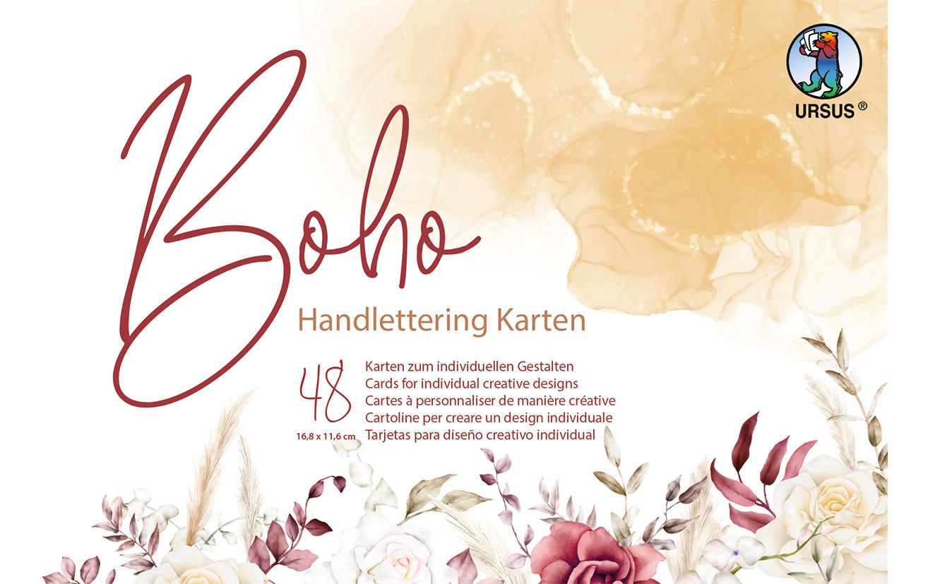 Malkarten Boho Handlettering Papier 48 KartenBedrucktes Motivpapier
