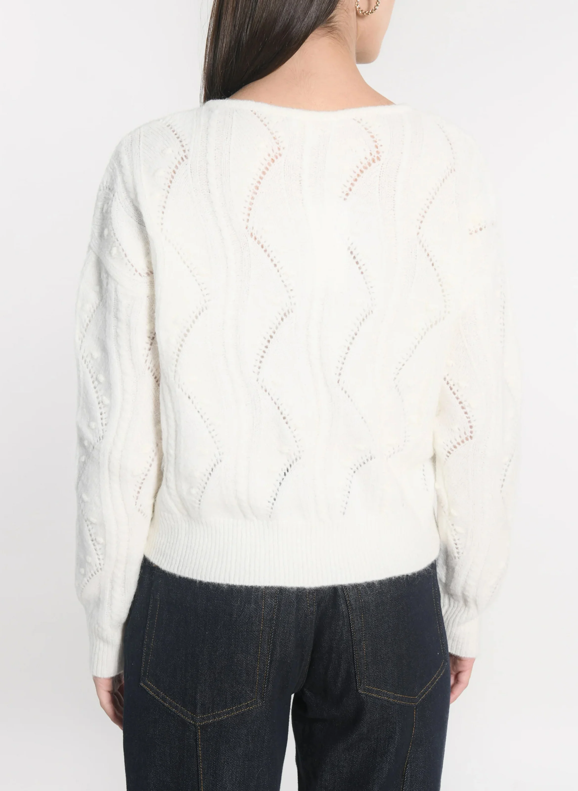 MONICA - Pull oversize col rond | Blanc