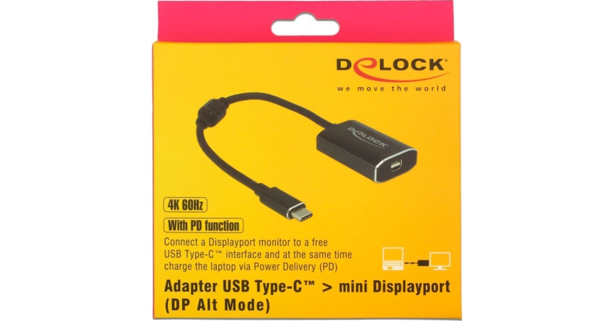 DeLOCKUSB-C (male) > Mini DisplayPort (female) met PD functie adapter  (Donkergrijs, 0,2 meter)