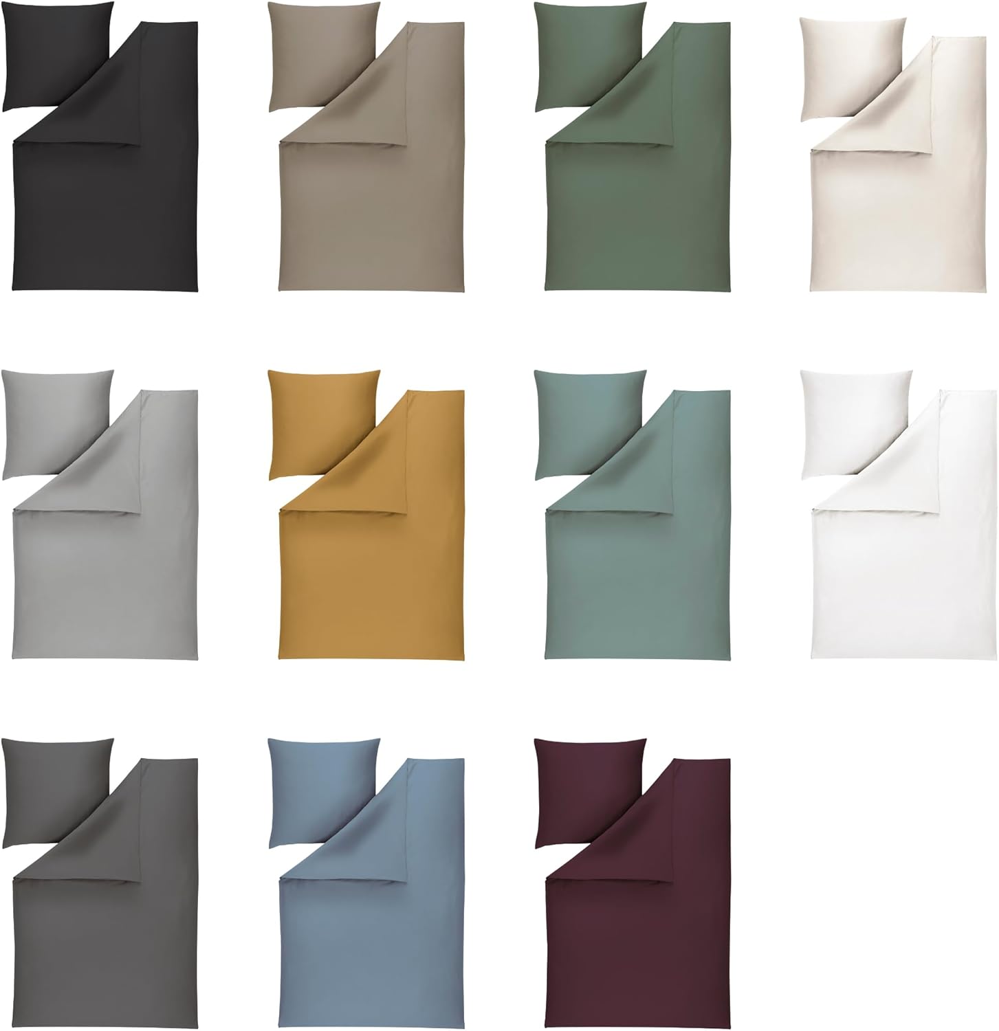 ESTELLA Mako Satin Bettwäsche Set Uni - 100% Baumwolle - trocknerfest - Garantie Reißverschluss - 155x220 cm + 80x80 cm - Farbe: Anthrazit