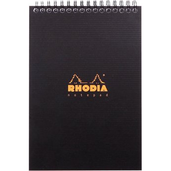 Bloc de bureau Notepad Rhodiactive noir 14,8 x 21 cm reliure intégrale - 5 x 5 - 80 feuilles microperforées