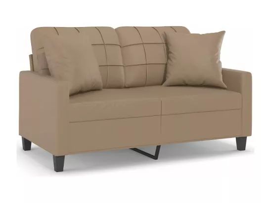 Canapé 2 places avec oreillers cappuccino 120 cm similicuir