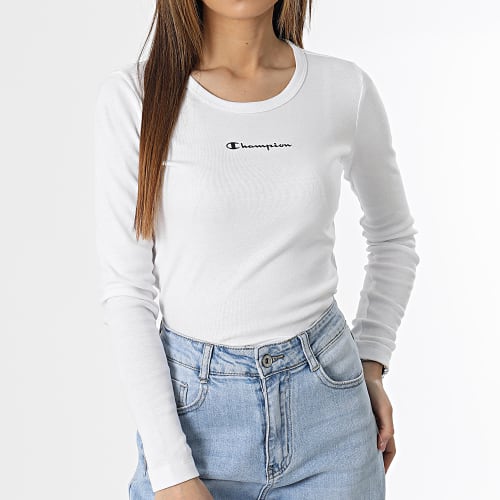Tee Shirt Manches Longues Crop Femme 114892 Blanc