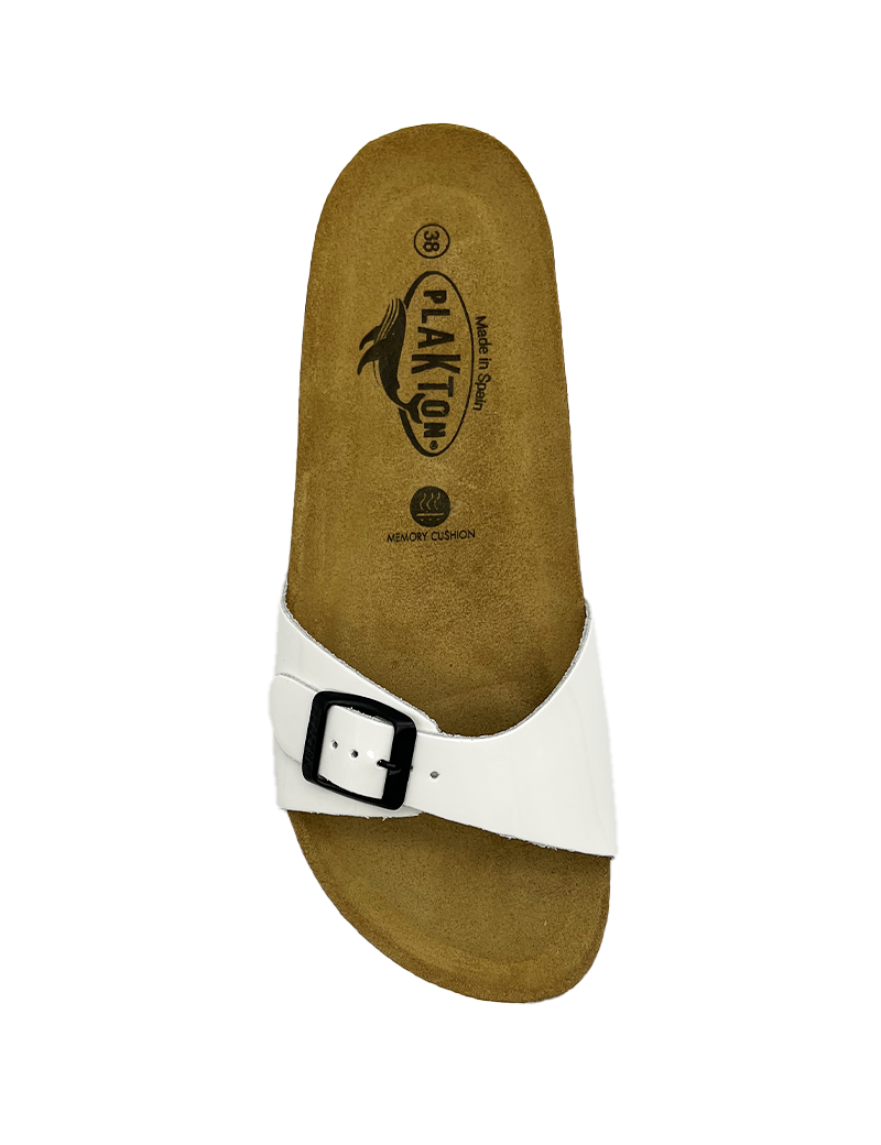 PLAKTON MULES FEMME VERNIS BLANC