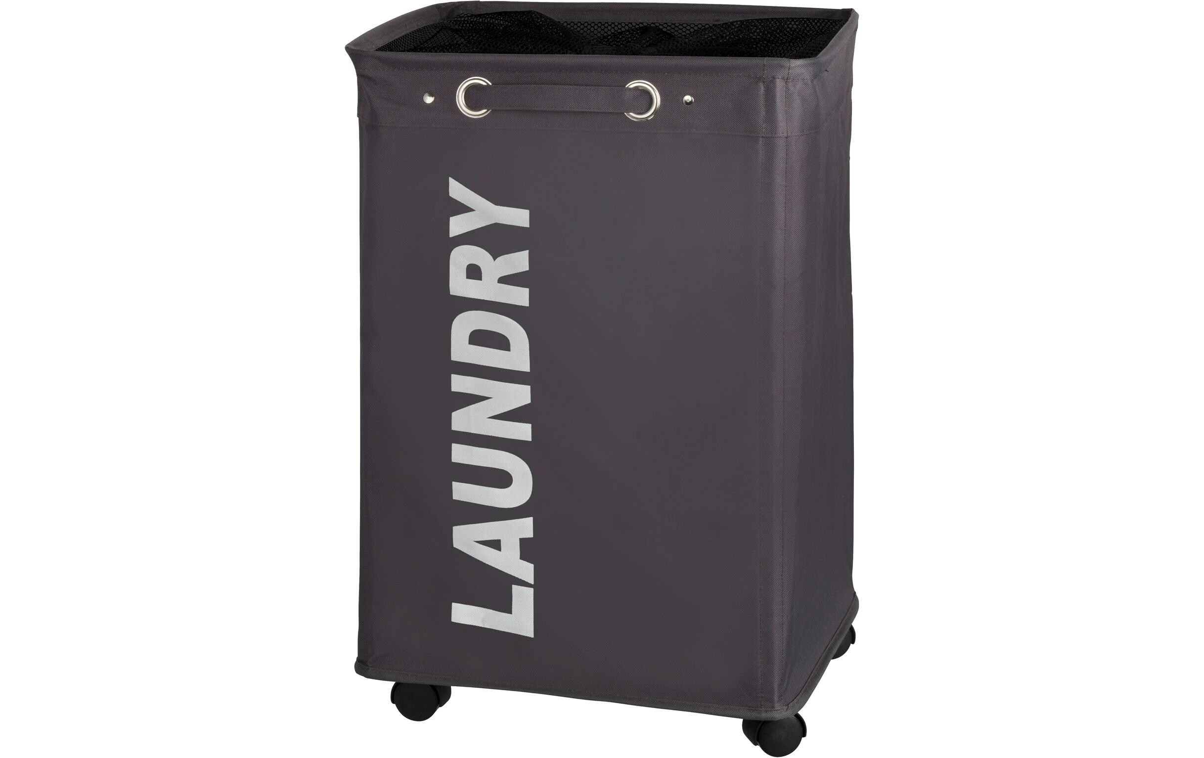 Wäschesammler Quadro 79 l, SchwarzWäschekorb mit Rollen