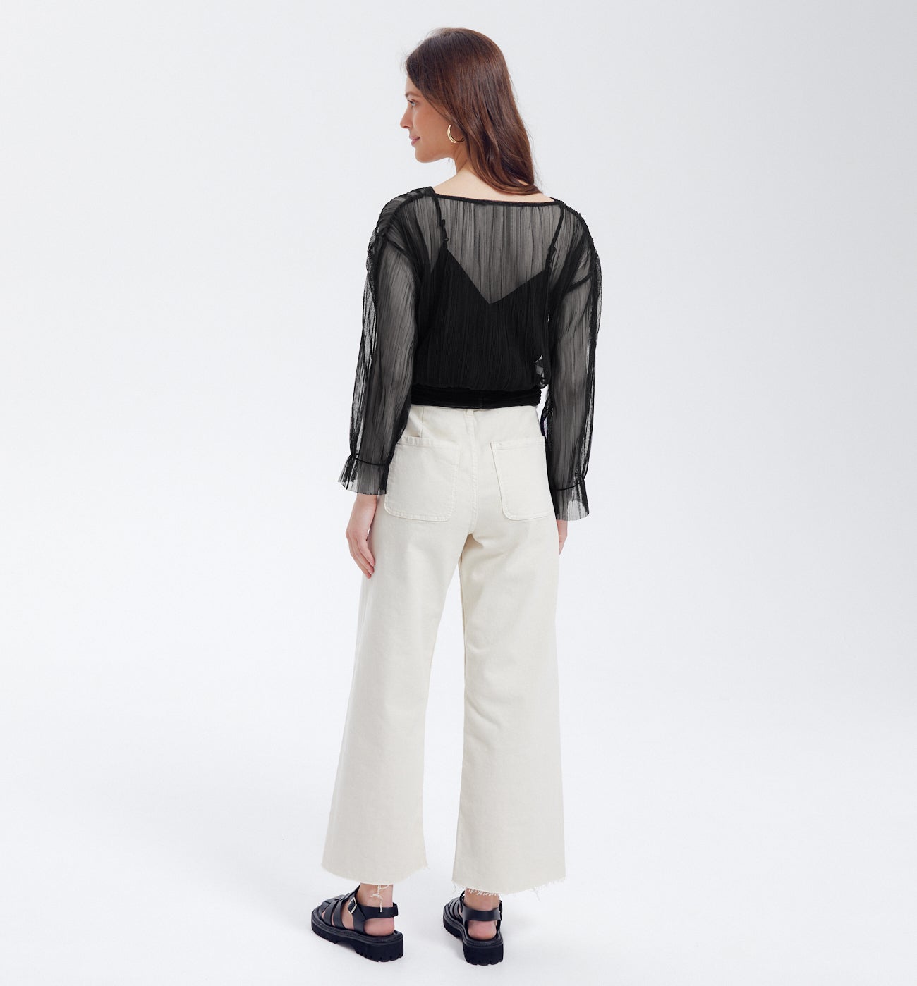 Blouse en résille imprimée - Noir