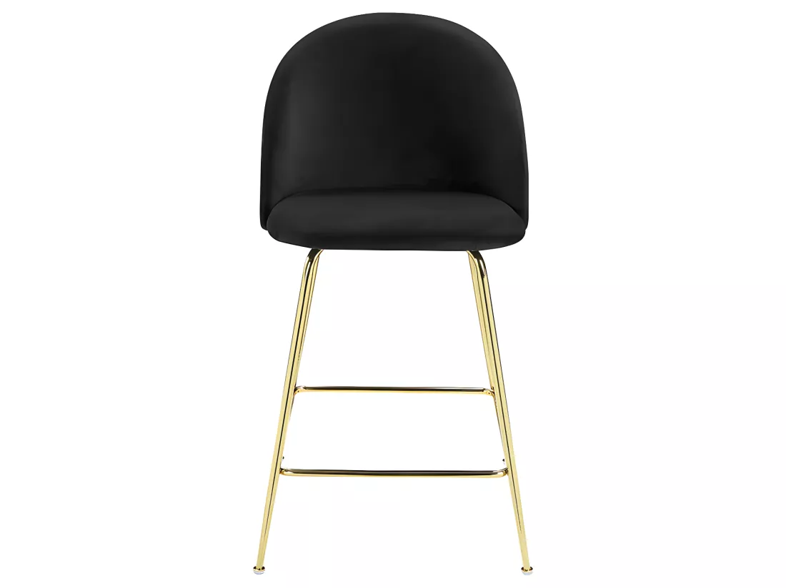 Lot de 2 tabourets de bar en velours et acier inoxydable doré - Noir - MELBOURNE