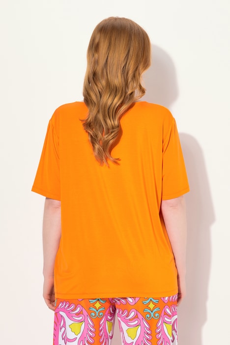 T-Shirt, Lyocell, Wasserfall-Ausschnitt, Halbarm