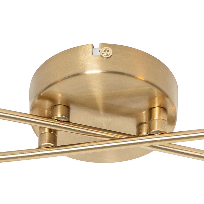 Moderne plafondlamp goud 4-lichts met smoke glas - Athens