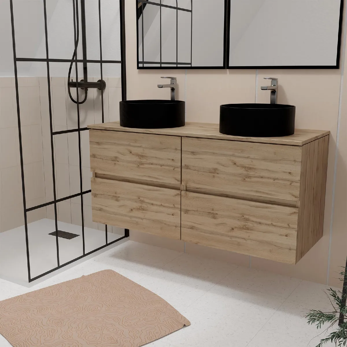 AURLANE Timber Meuble Salle de Bain - Chêne Naturel
