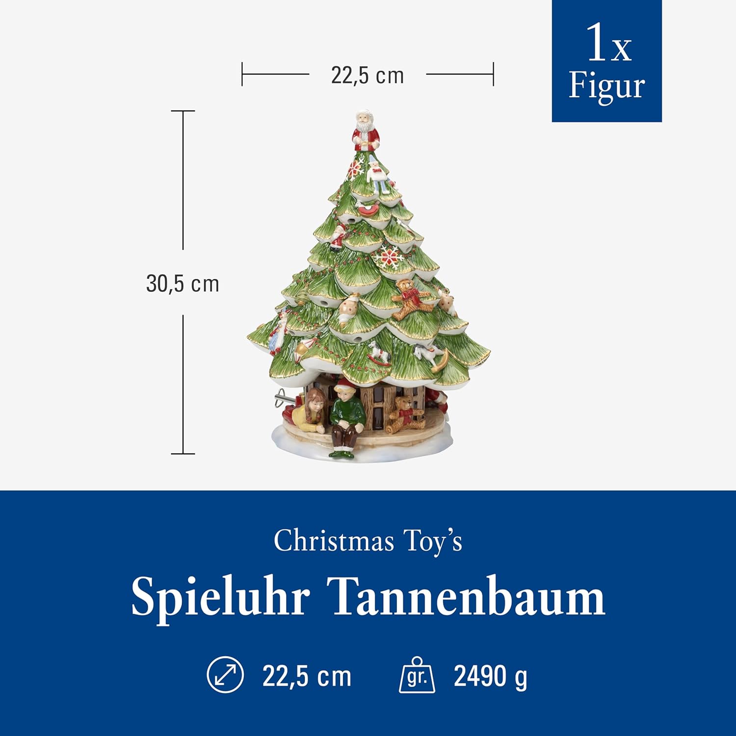 Villeroy und Boch Christmas Toys Memory Spieluhr Tannenbaum, Porzellan, Weiß/Grün