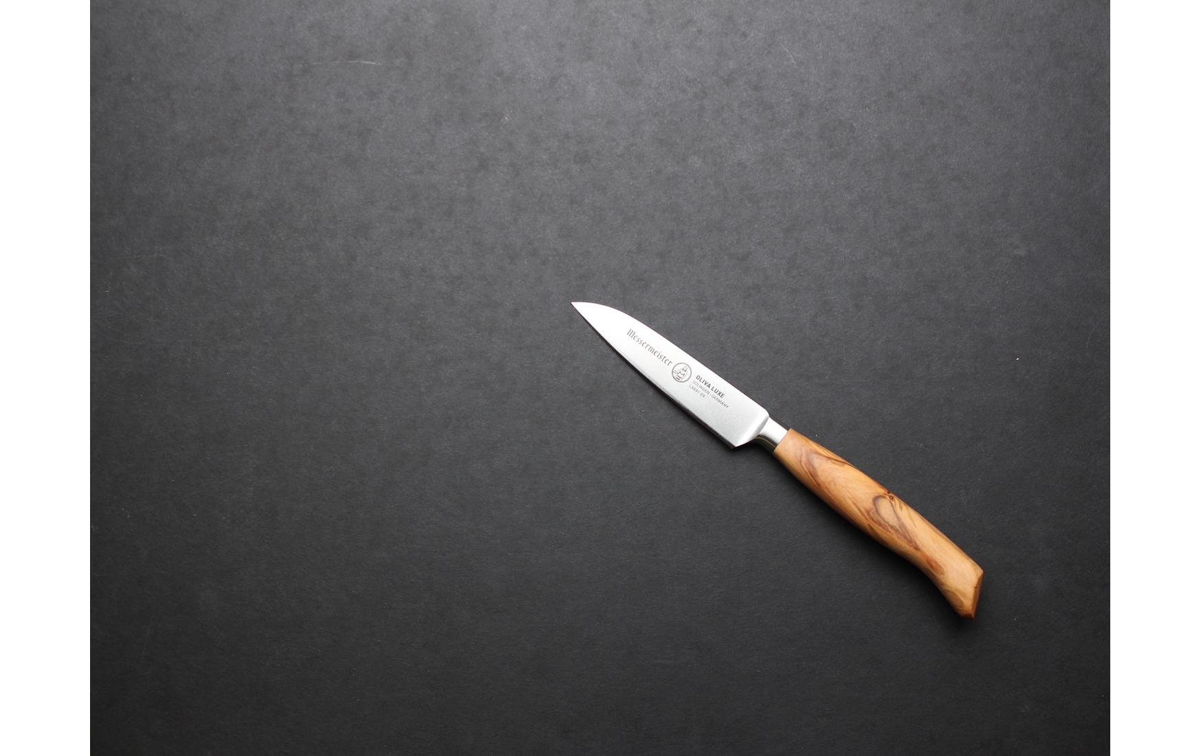 Schälmesser Oliva Luxe 9 cm, Nature/SilberGerades Schälmesser