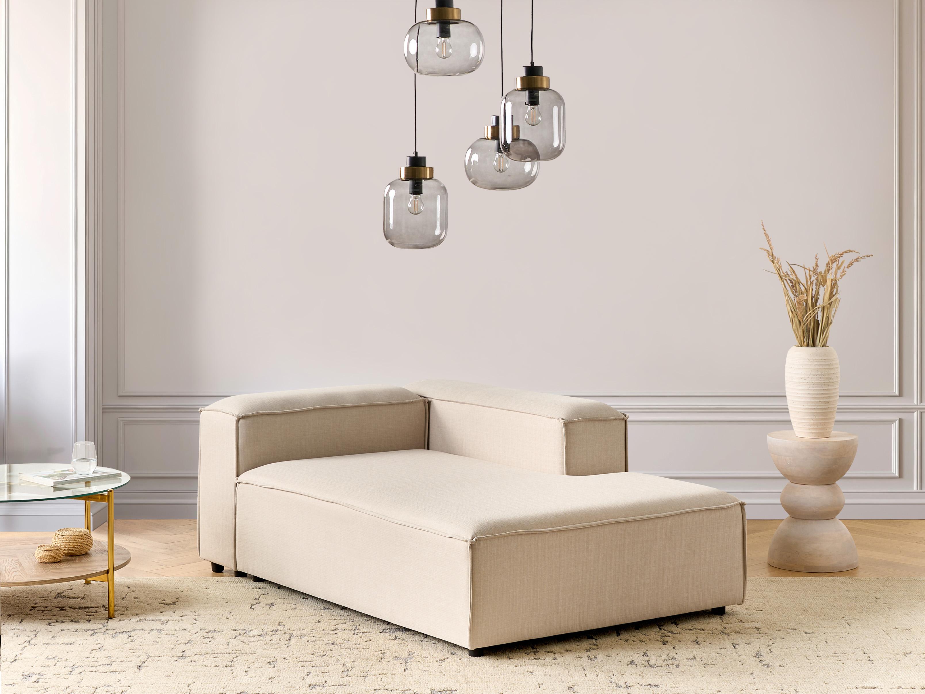 Linkszijdige chaise longue ARDAL Stof Beige