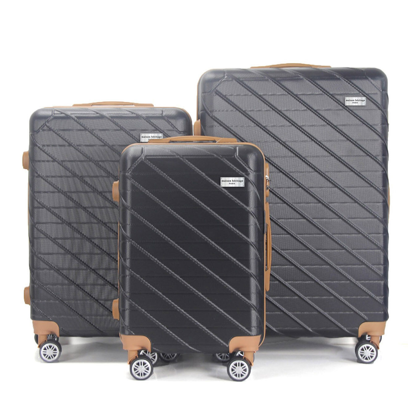 Maison Héritage 3 Valises 4 roues doubles Saint-Germain 55/65/75 cm noires