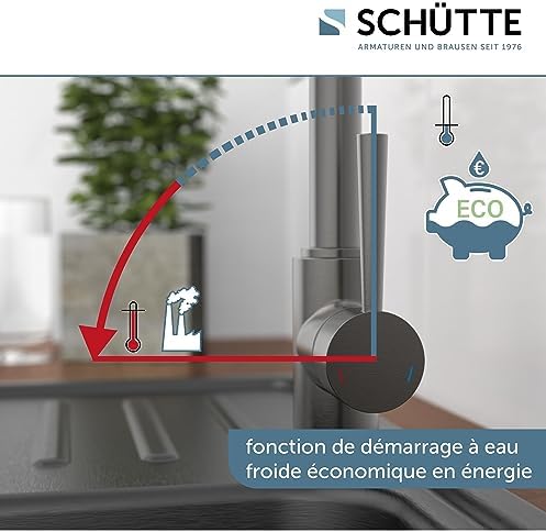 SCHÜTTE Cornwall 79161 Robinet de cuisine pivotant à 360 ° avec mitigeur monocommande Blanc : Bricolage