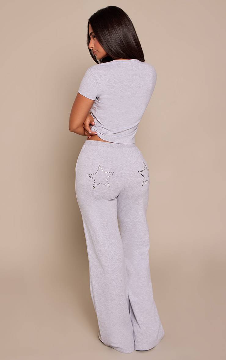 Gris Cendré Jogging Petite Large À Clous Étoilés Au Dos