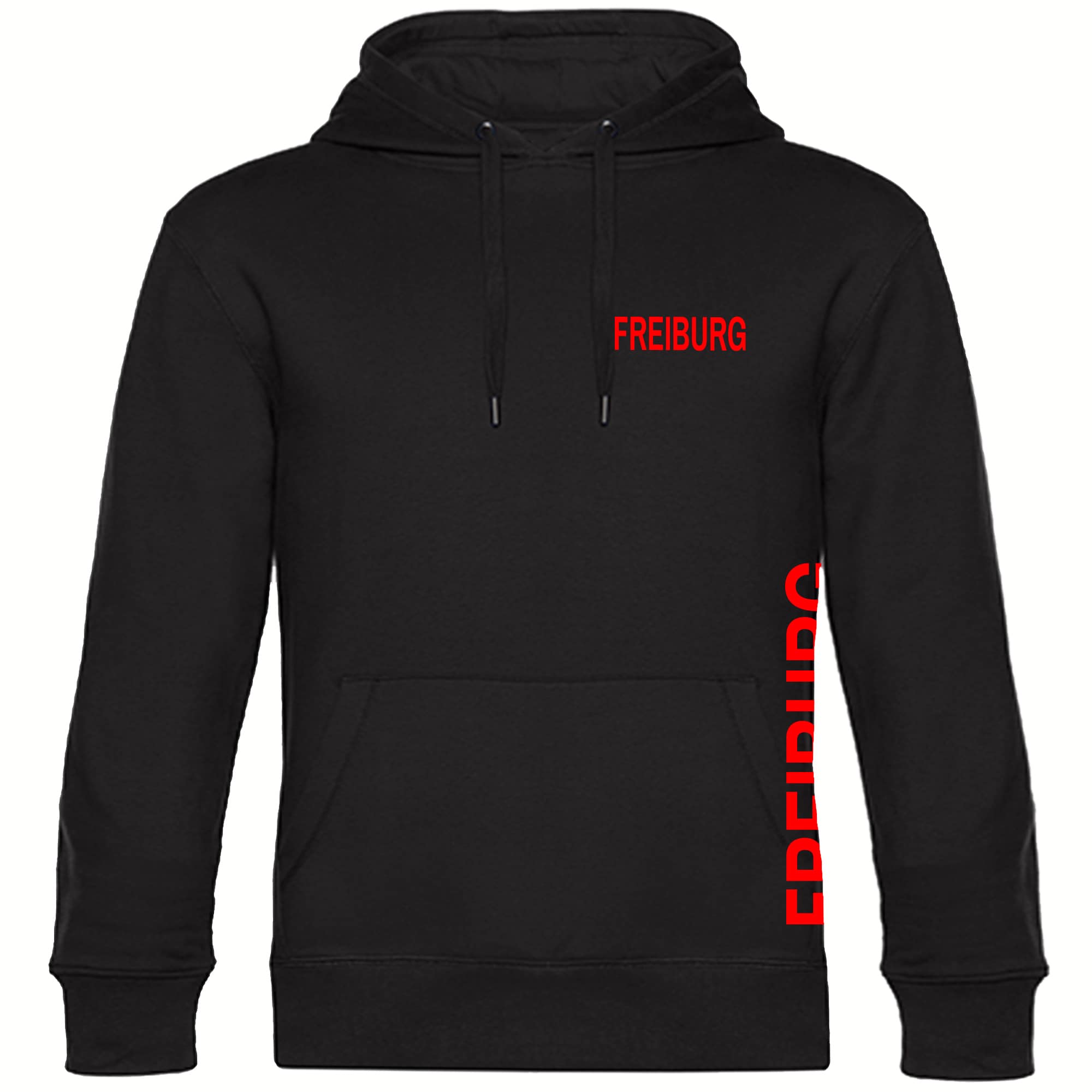 multifanshop® Kapuzen Sweatshirt - Freiburg - Brust & Seite - Druck rot