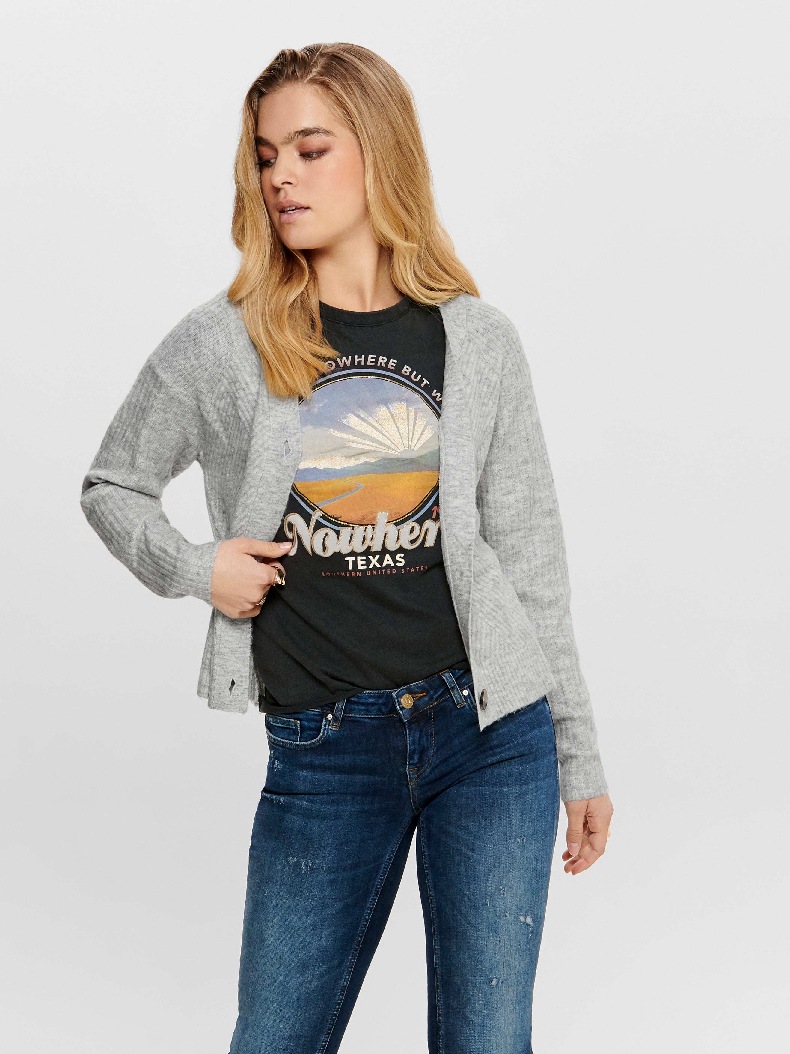 ONLCAROL Strickjacke Light Grey Melange