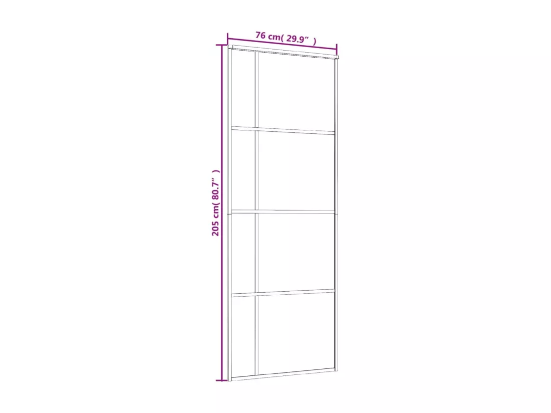 Porte coulissante Verre ESG et aluminium 76x205 cm Blanc