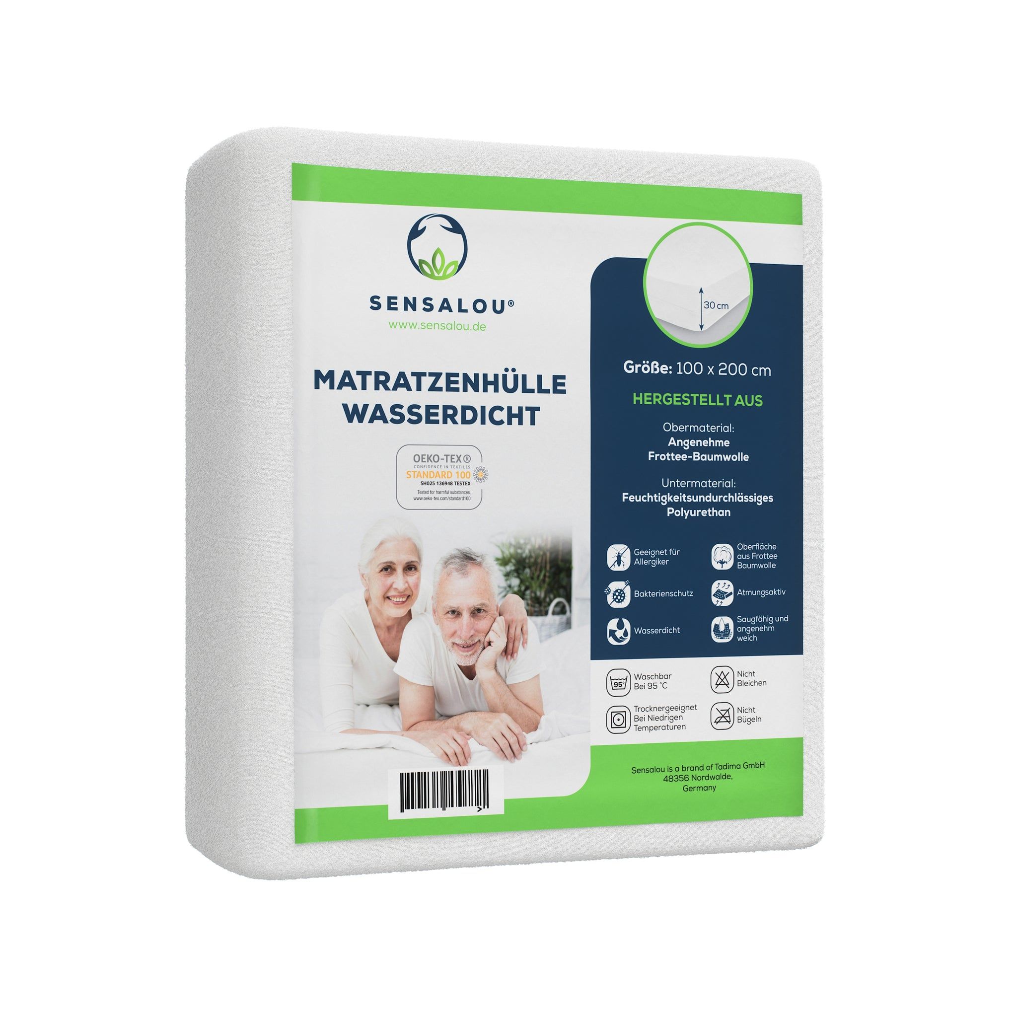Sensalou Matratzenbezug mit Reissverschluss wasserdicht - 100x200x30cm Encasing für Allergiker