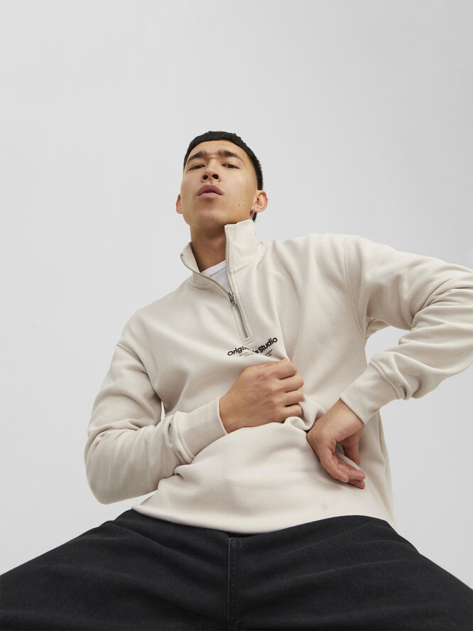 Jack & Jones JORVESTERBRO SWEAT QUARTER ZIP HN N Moonbeam