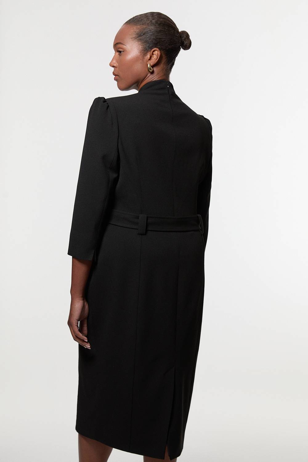 KarenMillen Robe Midi Ceinturée en Crêpe Structuré Grande Taille Forever