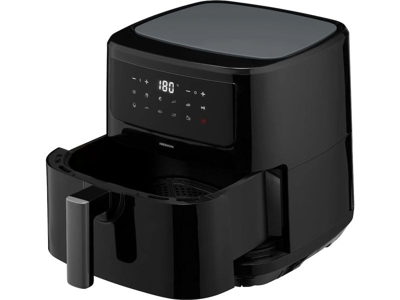 Medion Heissluft-Fritteuse MD 11750 7.2 l, Schwarz Fritteuse mit hochwertiger Corflon-Ultra-Antihaftbeschichtung