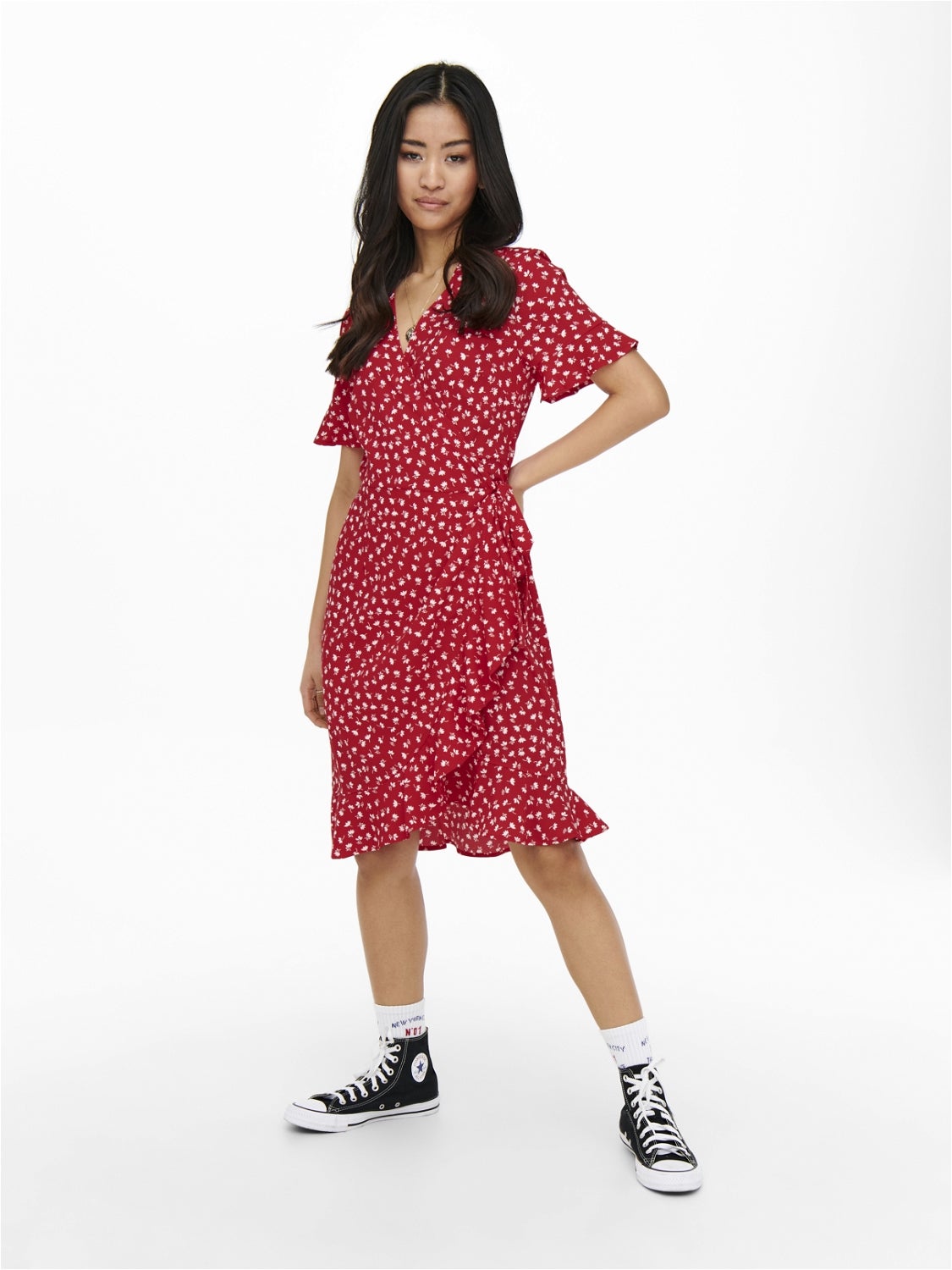 ONLOLIVIA Kurzes Kleid Mars Red