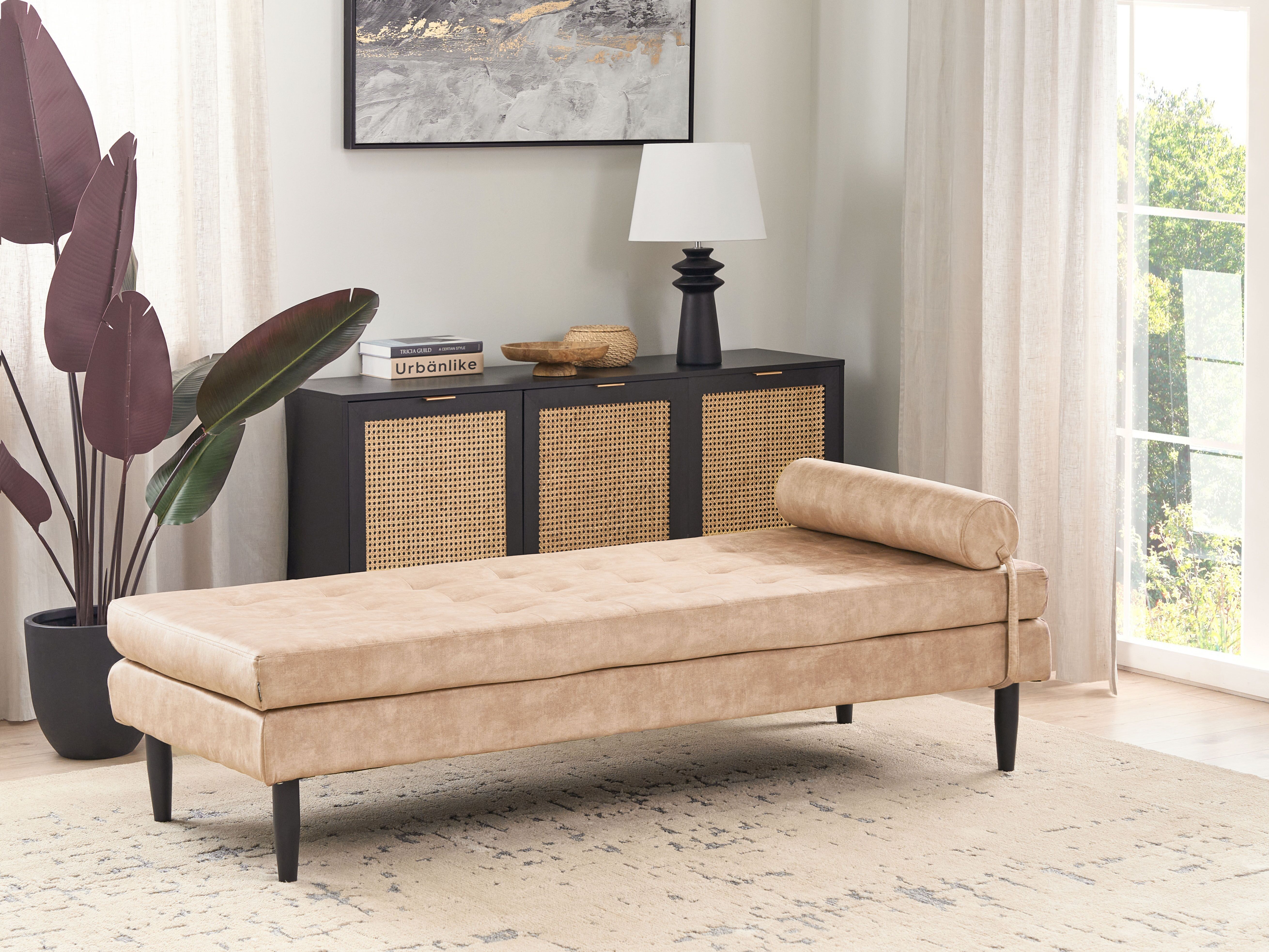 Chaise longue USSEL Fluweel Beige