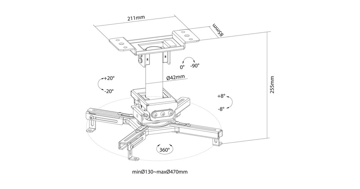 NeomountsCL25-530BL1 Projector plafondhouder  (Zwart)