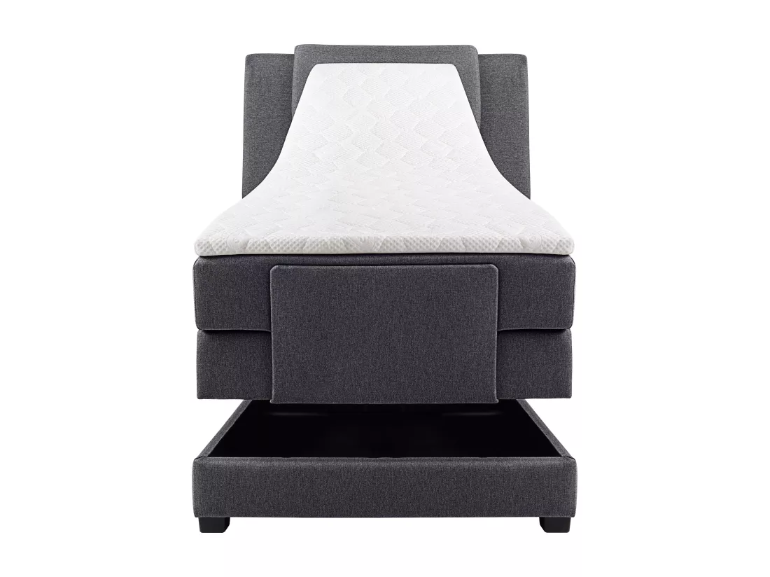 Ensemble complet boxspring tête de lit + sommiers relaxation électrique + matelas + surmatelas - 100 x 200 cm - Tissu - Anthracite - CASTEL II de PALACIO