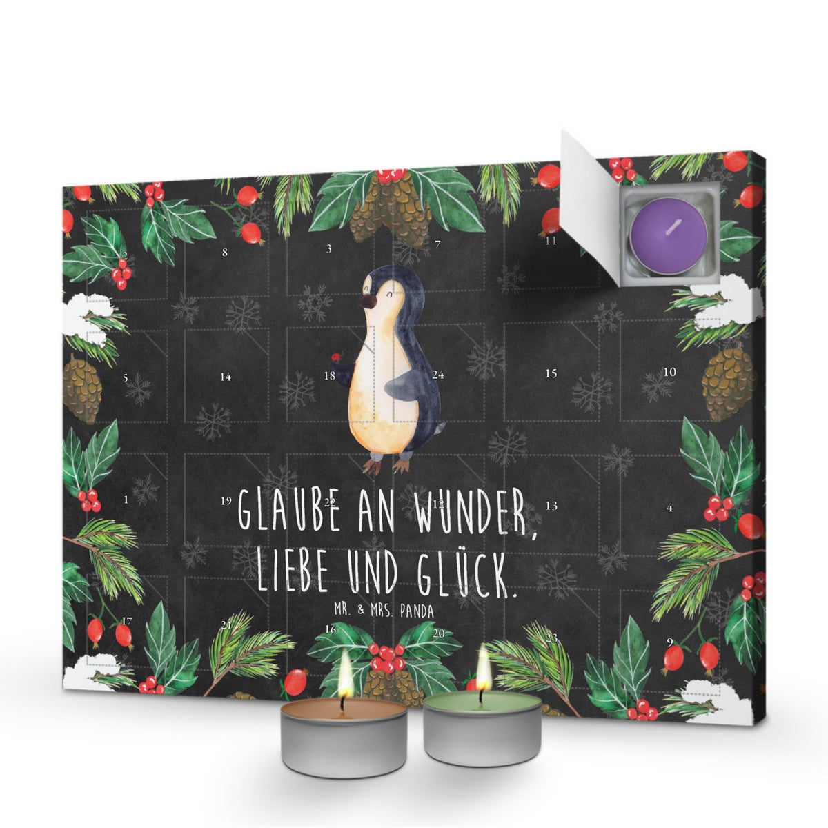 Mr. & Mrs. Panda Geurkaars Adventskalender Pinguïn Lieveheersbeestje - Zwart
