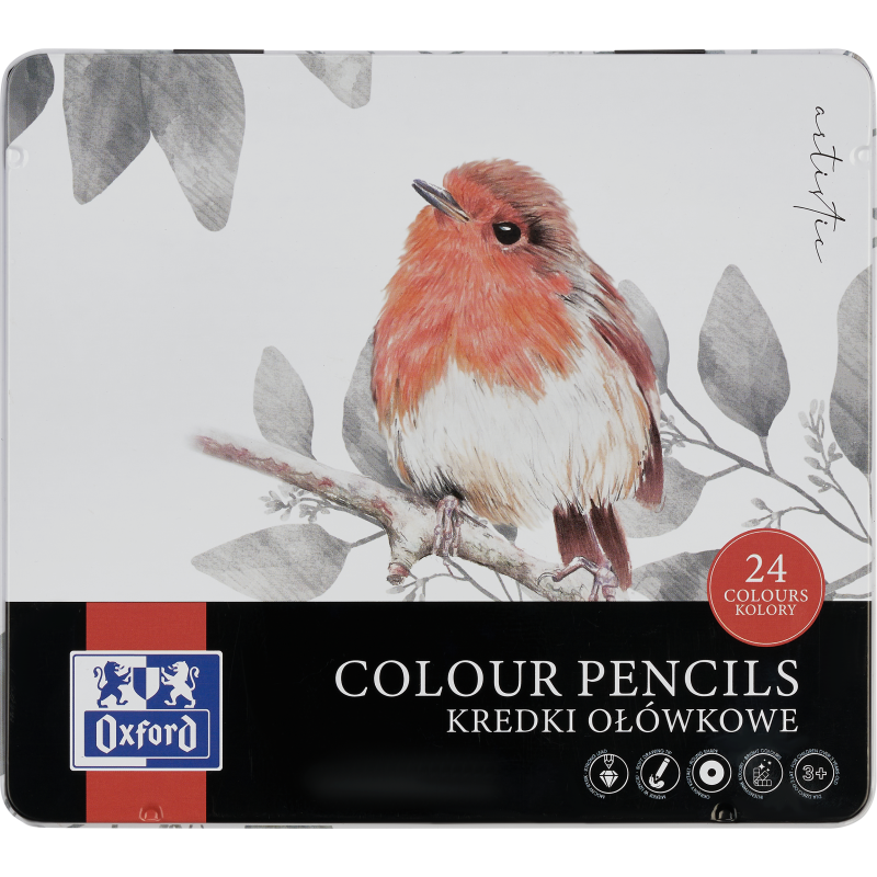 Boite Metal Oxford Art 24 Crayons Couleur Dessin