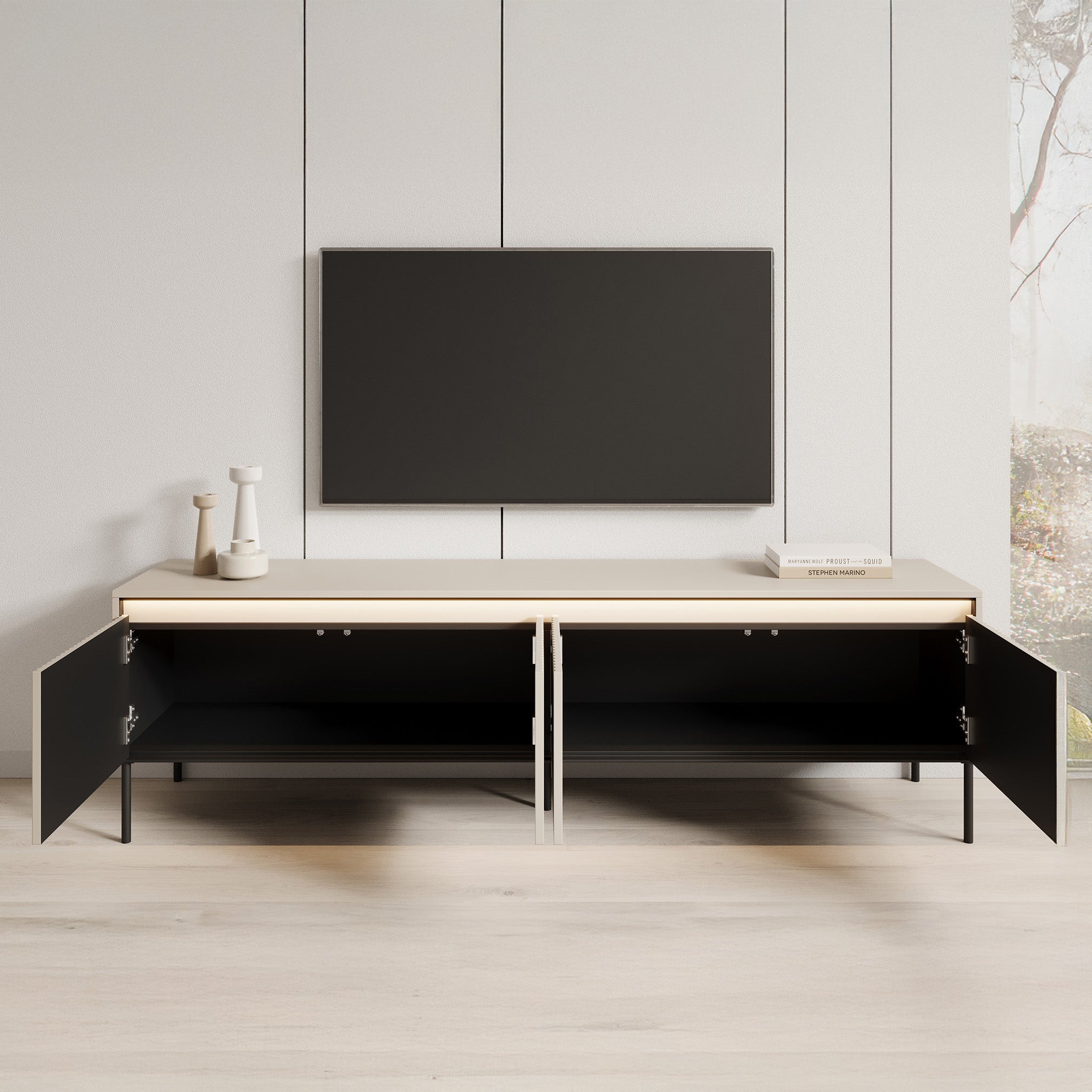 Timoteo - TV-Meubel - Beige - 193x40x56 cm