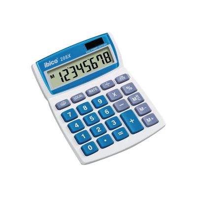 Calculatrice de bureau Ibico 208X - 8 chiffres - alimentation batterie et solaire