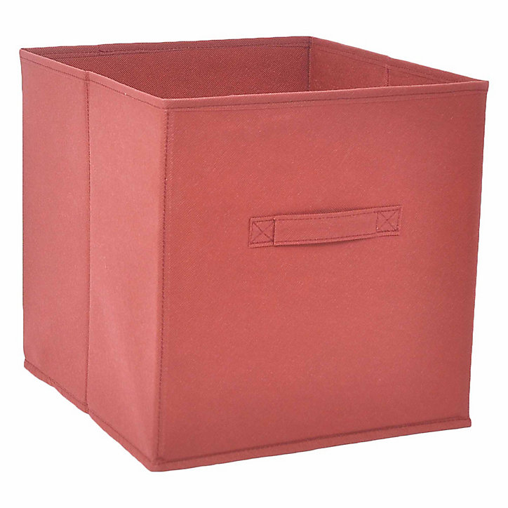 Boîte de rangement carrée en textile Mixxit coloris rouge