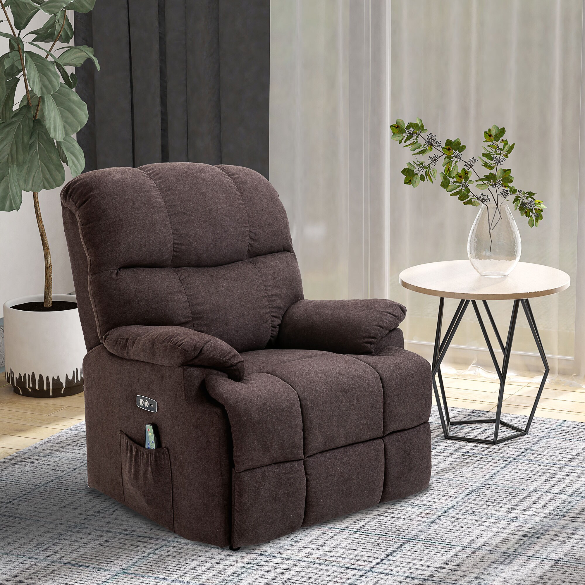 HOMCOM Sessel mit Aufstehhilfe, Liegefunktion und 8 Vibrationsmassagepunkten 83L x 95B x 105H cm
