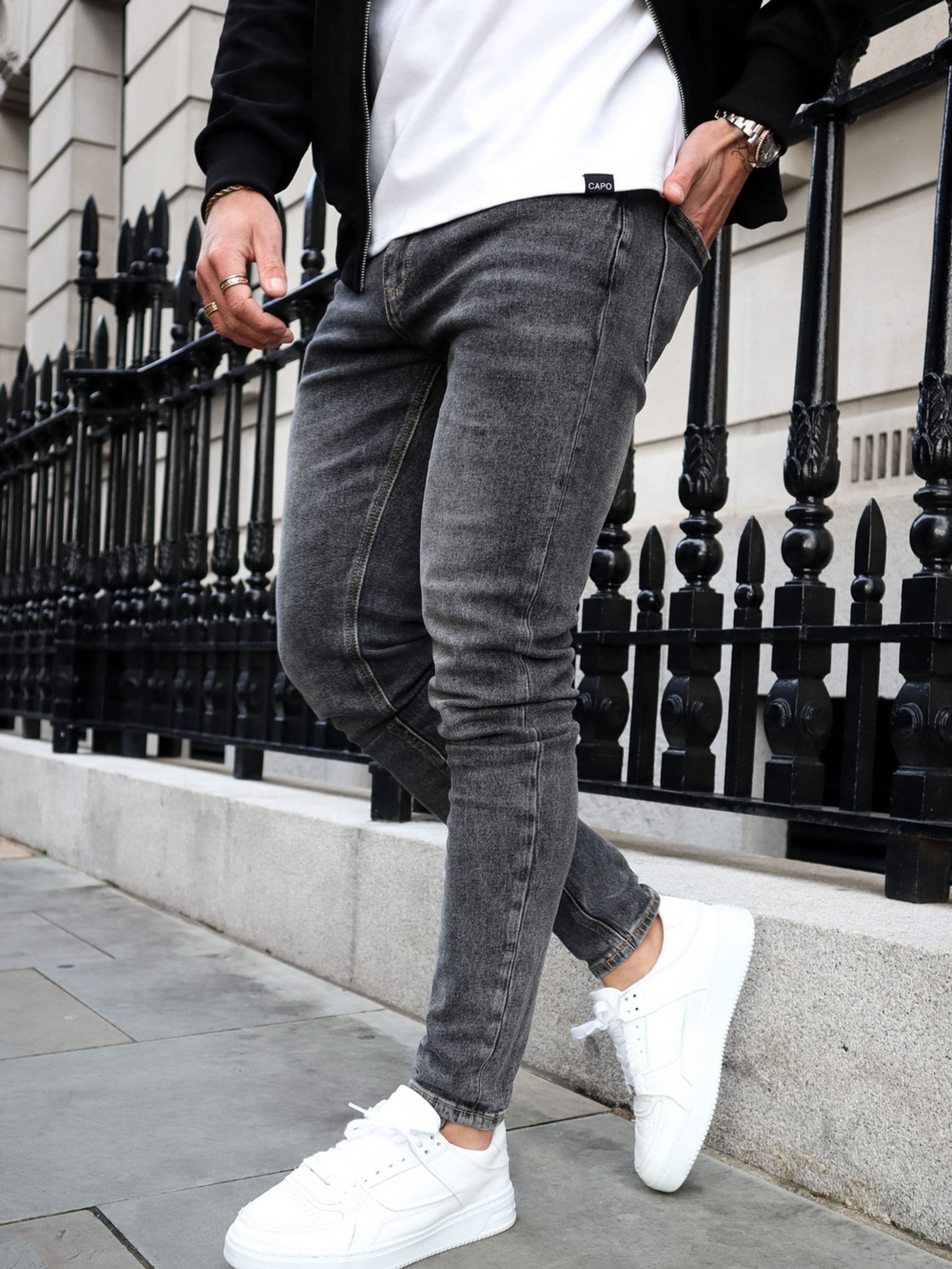 Zwart chroom - CAPO Slim Fit Denim Jeans