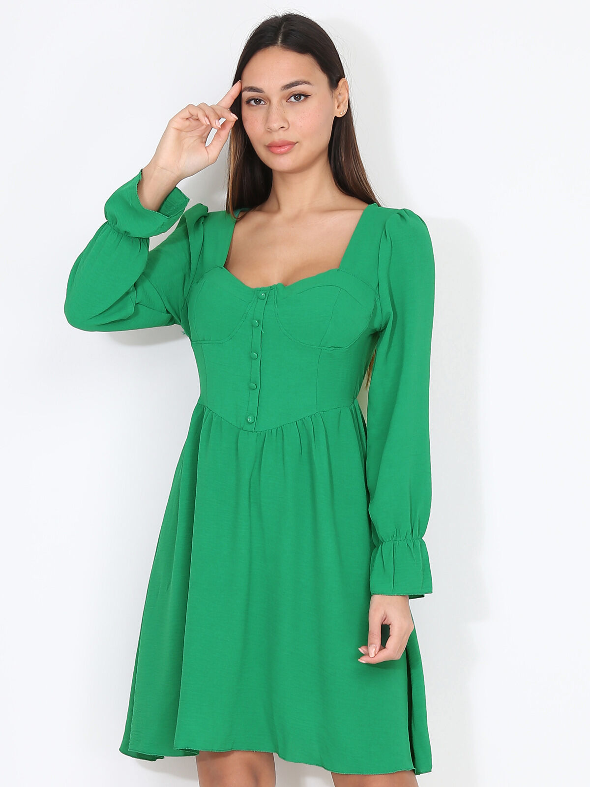 Robe patineuse style corset- Vert