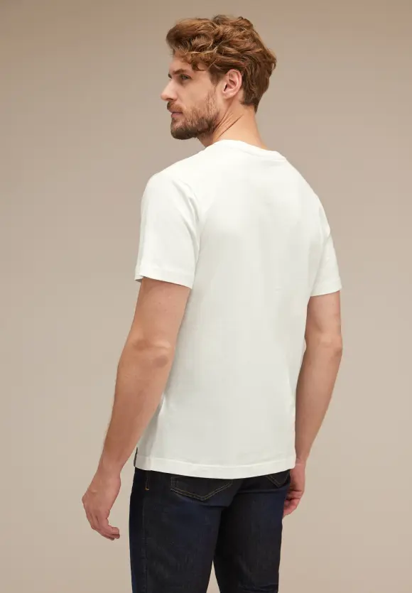 T-Shirt mit Brustprint - wool white
