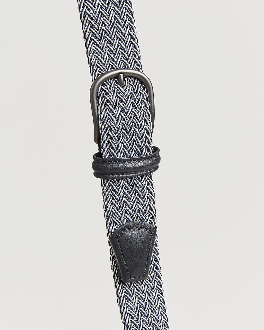 Anderson's Stretch Woven 3,5 cm Belt Navy/White