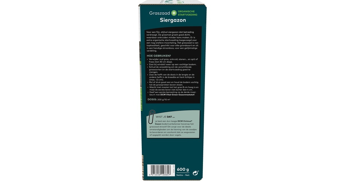 DCMGraszaad Plus Siergazon 0,6 kg zaden  (Tot 30 m²)