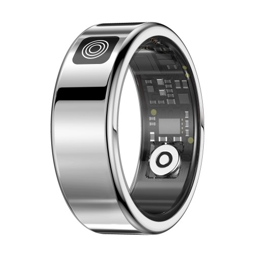 Smart Ring mit Quick-View Display / Blutsauerstoffmessung / Schrittzähler (21.5mm Durchmesser) (IP68) - Silber